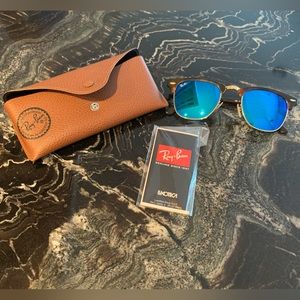 Ray Ban Clubmaster Sunglasses - Blue Mirror Lens